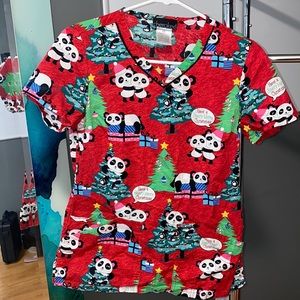 Cherokee XS Christmas Scrub Top